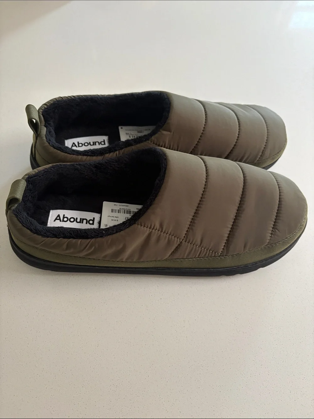 Nordstrom Made Abound Olive Green Quilted Slip-On Slippers
